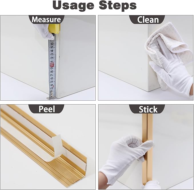 Aluminum Corner Guards, Peel and Stick L-Shaped Molding Trim for Wall Table Door Frame Protection and Decoration (Matte Gold, 3Pcs x 2.9ft x 0.8in)