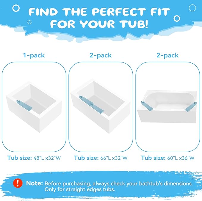 2Pack Bath Tub Toy Storage - Silicone Shower Splash Guard with 4 Strong Suction Cups, Bath Tub Toy Shelf, Bath Toy Holder, Bathtub Side Splash Guard Tray,Bathroom Accessories Blue