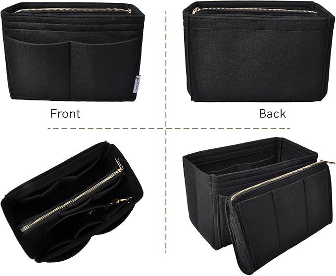 Vercord Felt Organizer Insert For Purse Handbag Tote Bag In Bag Inside Shaper Divider Neo Black Large
