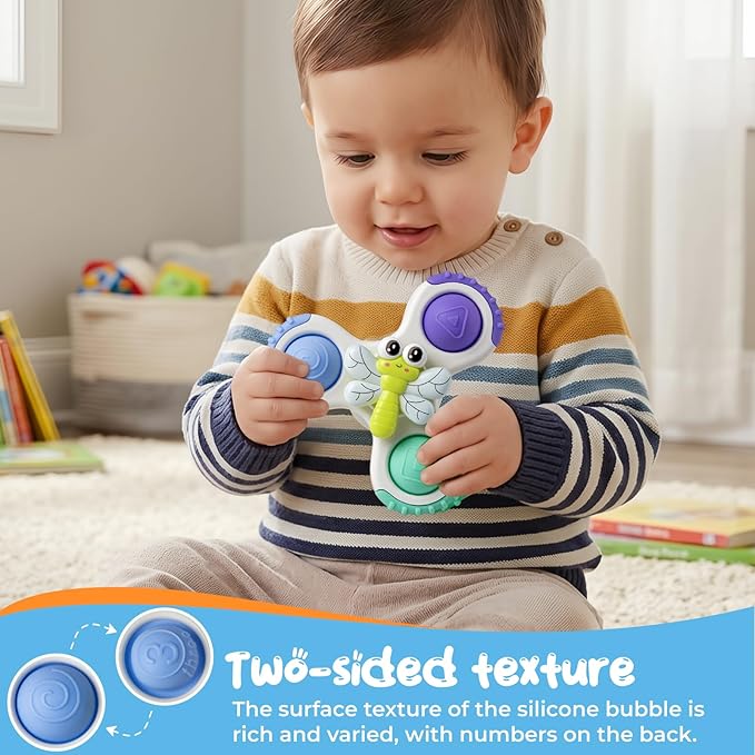 Baby Suction Cup Spinner Travel Toys for Kids Ages 1-3, Fidget Spinner Toys for 1 Year Old Boy Girl 12 Months, Sensory Bath Toy for Toddlers Infants Birthday