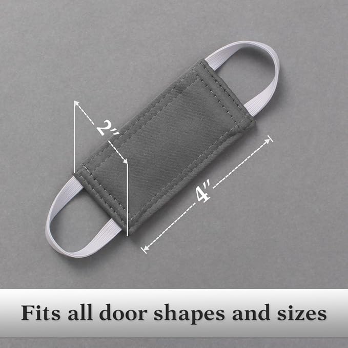 PONY DANCE Baby Door Latch Cover Closer - Nursery Door Silencer with Strong Elastic Straps, Thick Solid Cushion for Noise Reduction, Prevents Slamming, 3 Pieces, 4W x 2L Inches, Grey