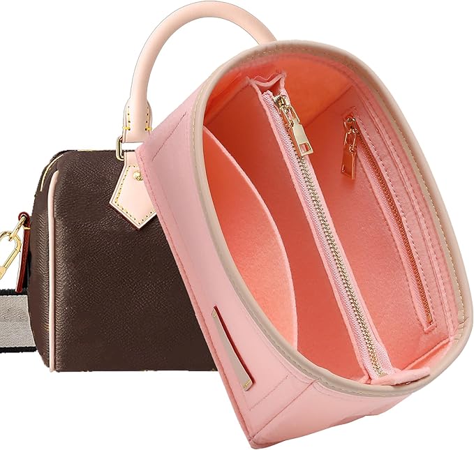 Doxo Purse Organizer Insert, Bag Organizer for Tote & Purse, Bag in Bag, Perfect for Speedy 20 and More(Pink-S)