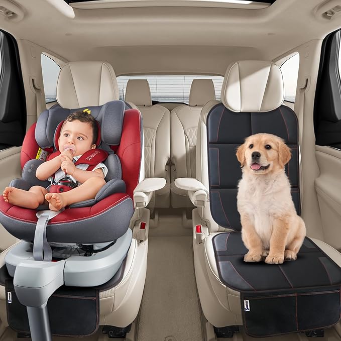 Car Seat Protector With Non-Slip Rubber Padded Backing, Waterproof Thickest Padding for Child Seats, No Imprint Under Baby Seat (Red-1pcs)
