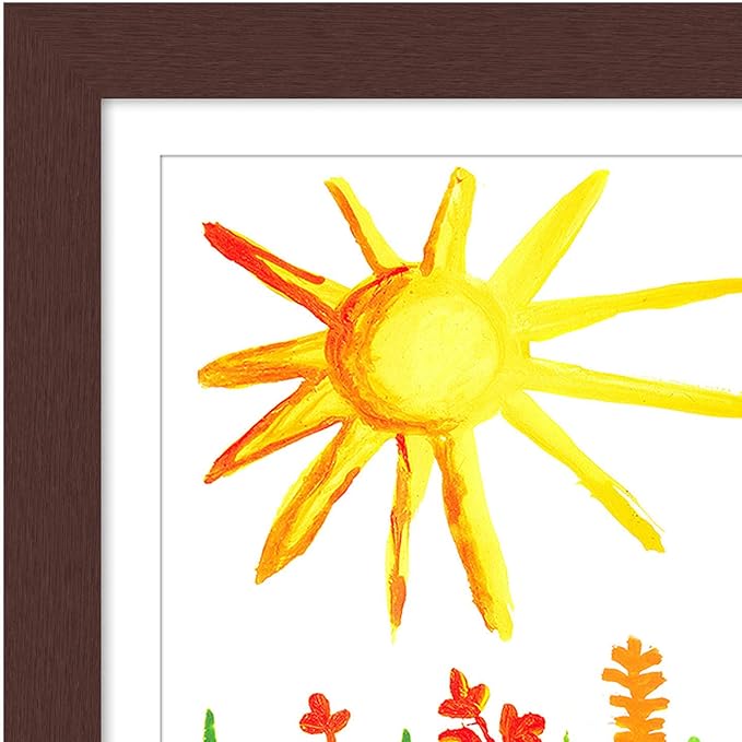 Americanflat Kids Artwork Frame Changeable (Mahogany) - Magnetic Door Holds 100 Art Pieces - 8.5x11 Letter Size Display with Mat or 10x12.5 Without Mat - My Mini Masterpiece