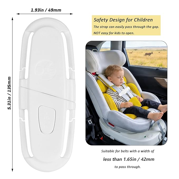 Universal Car Seat Chest Clip, Adjustable Harness Positioning Clip for Stroller and Booster Seat, Anti-Slip Shoulder Straps Holder Accessory for Parents (1 Pack, White)