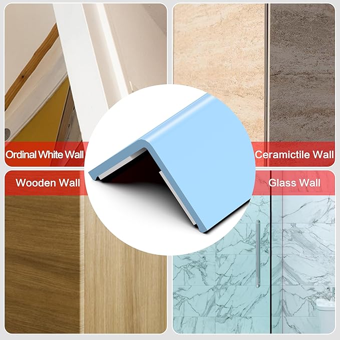 ‎Frychee Wall Corner Protector, Walls Edge Protector，Self-Adhesive Wall Corner Guards,PVC Double Side Edge Protector， Furniture Stairs Guard (Blue 2PCS 100cm/39.37in)