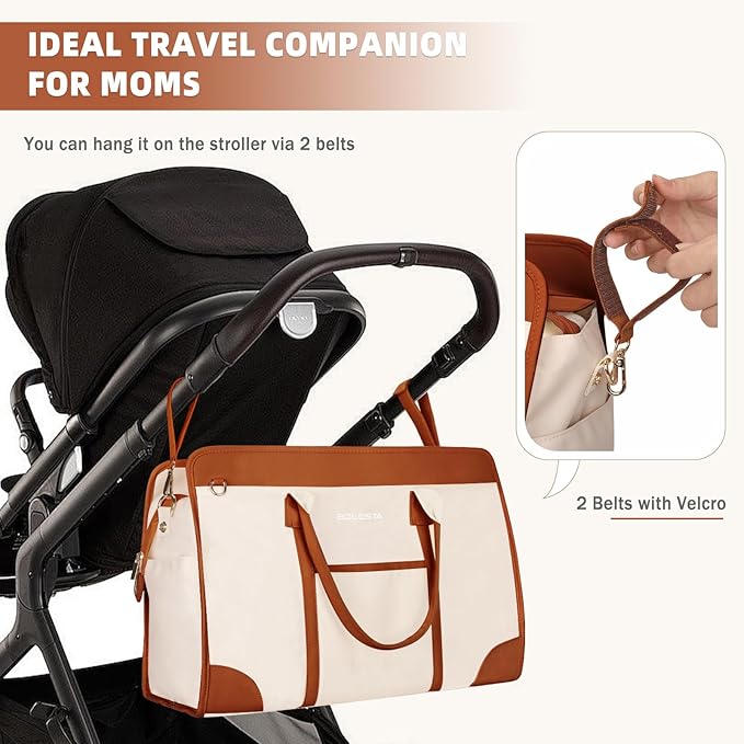 BOLOSTA Diaper Bag Tote for Women, Diaper Bag Tote with Changing Pad, Large Capacity Mommy Bag for Hospital and Weekender