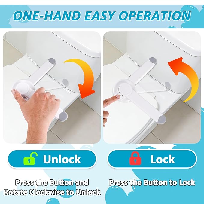 Baby Toilet Lock (1 Pack) for Baby Safety,Toilet Locks Baby Proof Easy Installation with 3M Adhesive,Toilet Child Safety Lock Fit for Most Standard Toilets