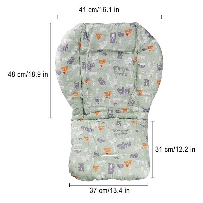 KRIZJUES Baby High Chair Cushion, Thick Pad for Wooden High Chair, Baby Dining Chair Liner Mat (Green Forest)