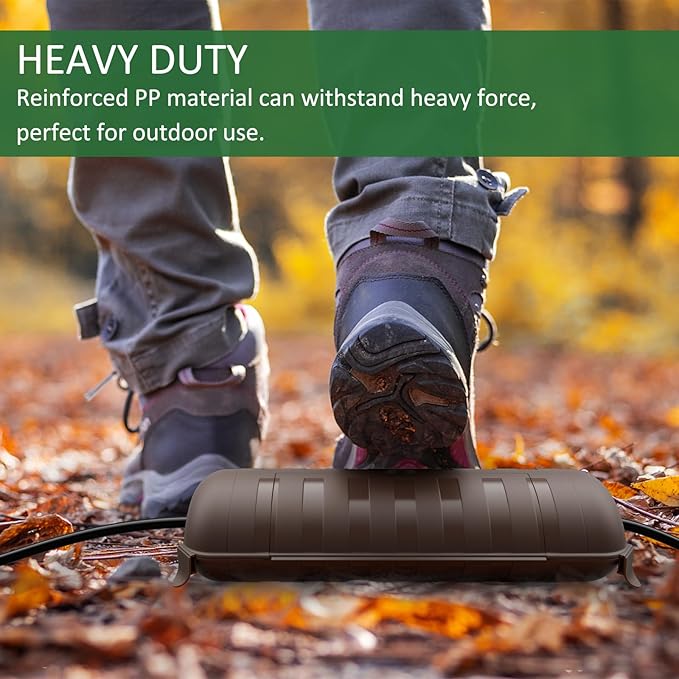 Flemoon Outdoor Extension Cord Safety Cover with Waterproof Protector Seal, Weatherproof Electrical Connection Box, Brown