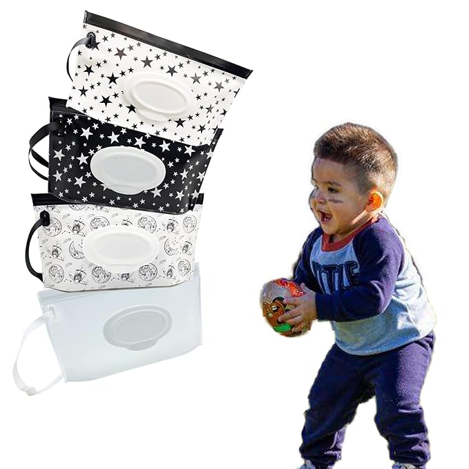 Portable Refillable Wet Wipe Pouch, Reusable Travel Wipes Holder & Case, Lightweight Flushable Diaper Wipes Container for Baby (Clear)