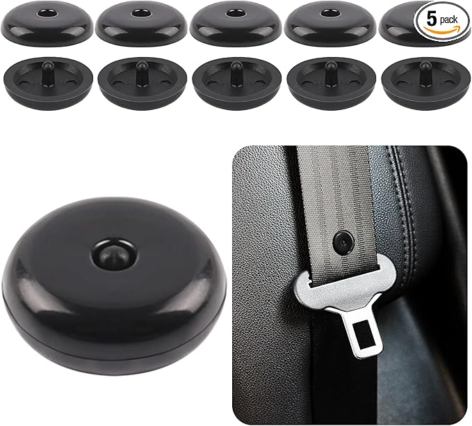5 Sets Universal Seatbelt Stopper Kit, Snap-on Seat Belt Button Stopper Plastic Seatbelt Buckle Stopper Button Prevent Seatbelt Clip from Sliding Down No Welding Required(Black)