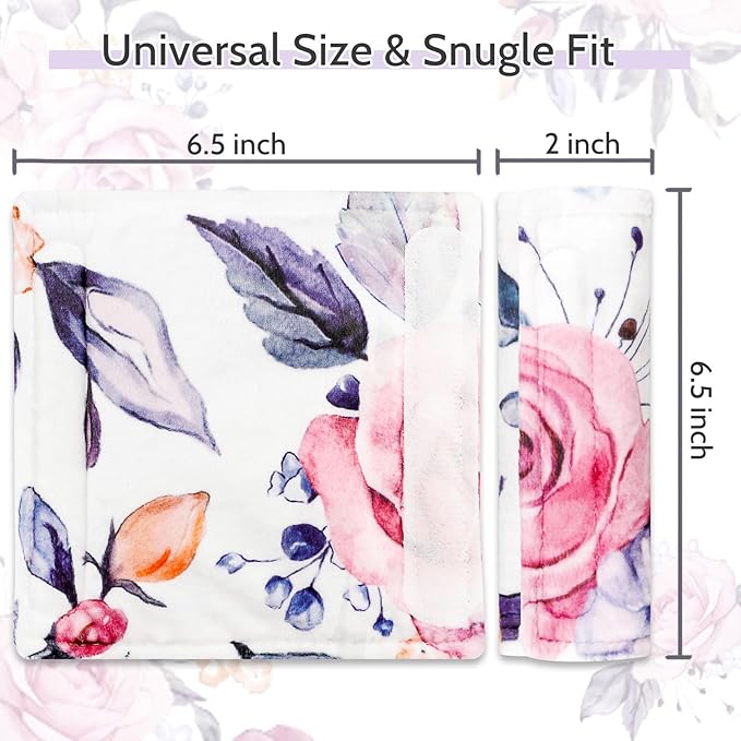 Pea Pod Baby Car Seat Strap Cover 2 Pack Floral Car Seat Straps Shoulder Pads, Seat Belt Cushions Pads for Infant Car Seats, Stroller, Pushchair