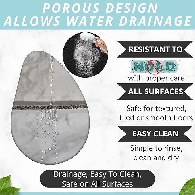 ENKOSI Loofah Non-Slip Shower and Bath Mat - Soft Cushioned Comfort - No Suction Cups for Smooth or Textured Tubs - Fast Draining - Safety for Bathroom, Family, Kids, and Elderly (24x16 Black)
