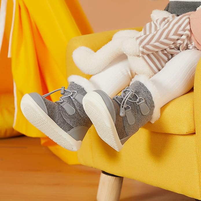 BMCiTYBM Toddler Baby Snow Boots Winter Shoes Boys Girls Cold Weather Baby Faux Fur Shoes