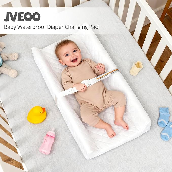 Waterproof Baby Changing Pad, Non-Slip Wipeable Diaper Changing Mat with Safety Strap 32x16 Inch Infant Diaper Change Pad Suitable for Dresser & Table