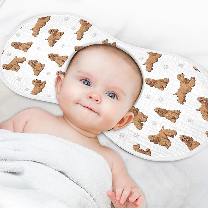 Qinllo 4 Pack Muslin Burp Cloths American Cocker Dogs White Cotton Baby Burp Cloths Ultra Absorbent and Soft Spit Up Rags for Newborn Must Haves 22x11 Inch