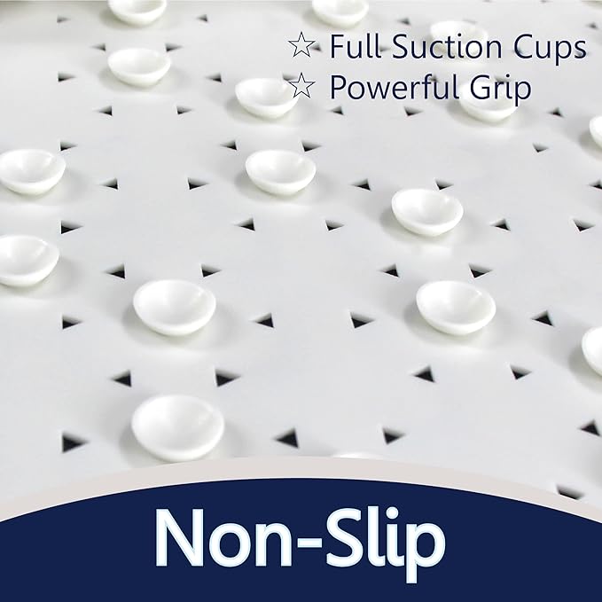 SafeLand- Non-Slip Bath, Shower, Tub Mat, TPR Material, Eco-Friendly, Non-PVC, Machine Washable, No Odor, with Powerful Suction Cups and Drain Holes, Tweed (15"x30" Blue x2)