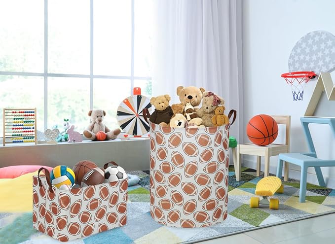 ESSME Kids Laundry Basket,Football Laundry Hamper for Boys Room Decor,Boys hamper,Nursery Hamper,Home Organizer.(Footballs)