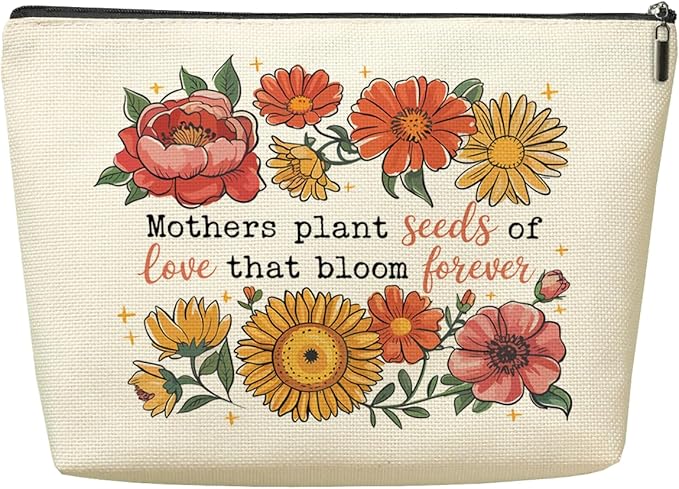 Decohim Mothers Makeup Bag，Mothers Day Christmas Anniversary Appreciation Birthday Gifts for Mom Mama Mothers Mommy Cosmetic Bags, Retro Floral Zipper Pouch Travel Toiletry Bag Accessories Organizer