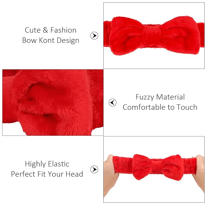 10 Pack Red Skincare Headbands Set for Women Girls Spa Headband for Washing Face Bulk Valentine’s Day Party Favor & Gift Set Red Color
