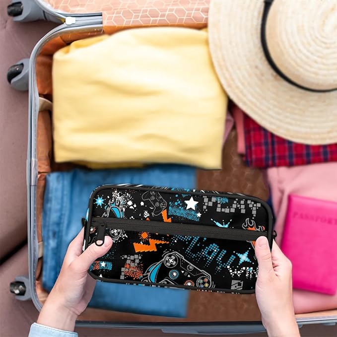 Boys Toiletry Bag for Kids Small Dopp Kit Waterproof Game Theme Hanging Wash Cosmetic Makeup Bag for Travel Sports Shower Essential