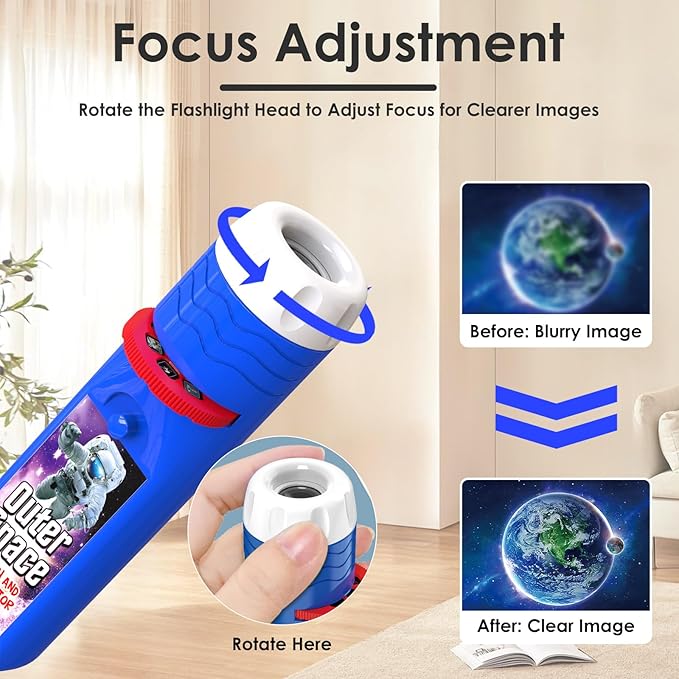 Pup Go Outer Space Projector Flashlight for Kids Ages 3+, STEM Space Toys for Boys & Girls, Spaces Explore Night Light Projectort with 3 Discs 24 Images, Educational Toys Present for Toddler Children