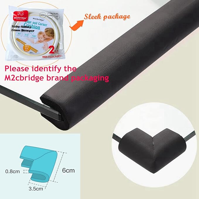 M2cbridge U Shape Extra Thick Furniture Table Edge Protectors Foam 6.5 Ft (Grey with 4 Corners)