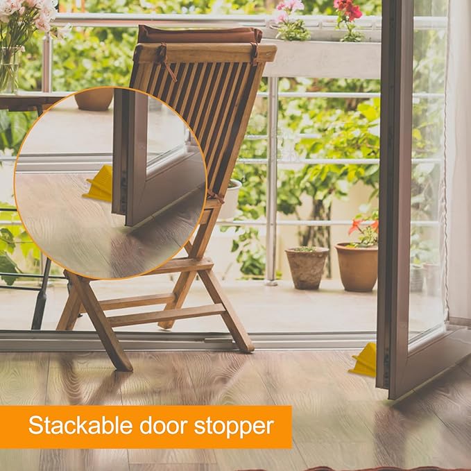 5 Pcs Jumbo Door Stoppers for Floor Rubber Door Stop Wedge Floor Sturdy Stackable Door Stop Large Door Wedge for Hotel Carpet Door Hardwood Concrete and Tile (Yellow)