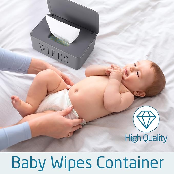 Singhoow 3 Pack Baby Wipes Dispenser Holder Wipe Container for Bathroom with Lid Toilet Tissue Paper Storage Refillable Box for Home Office Cars(Small,Black, White, Gray)