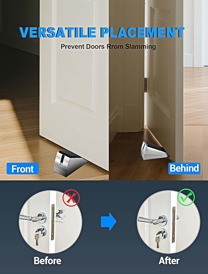 Upgrade 2-Pack Heavy Duty Door Stopper, 3 in Tall Spring Large Door Stops for Bottom of Doors, Decorative Door stoppers Wedge Holder to Keep Open Doorstop Suit Any Heavy Gate