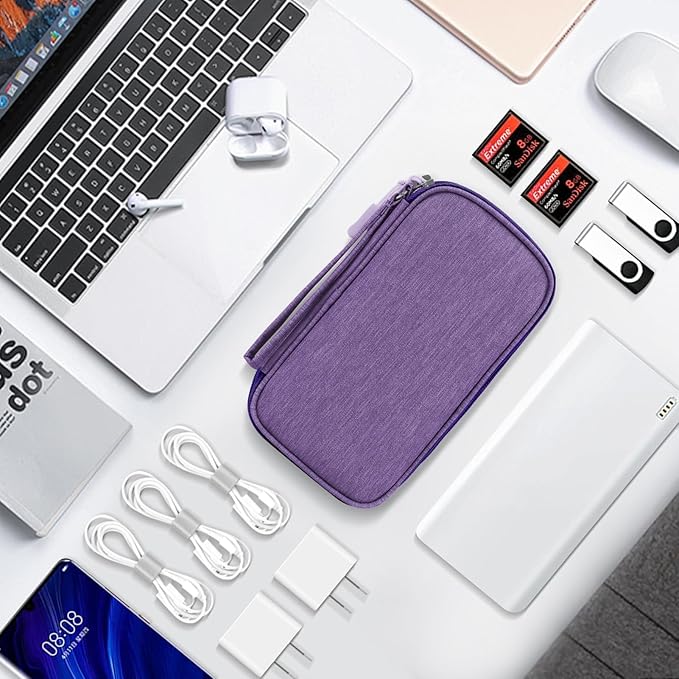 Skycase Electronic Organizer Travel Case - Waterproof Travel Cord Pouches for Organization, Cable Organizer, All-in-One Double Layers Storage Bag for Accessories, Charger, Cable,PurpleL