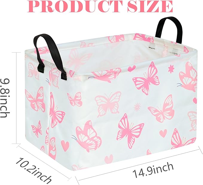 DUYIY Rectangle Gift Storage Basket Home Shelf Storage Basket Organizer Box Clothes Laundry Hamper Nursery Basket Laundry Basket with Handles (Butterfly)