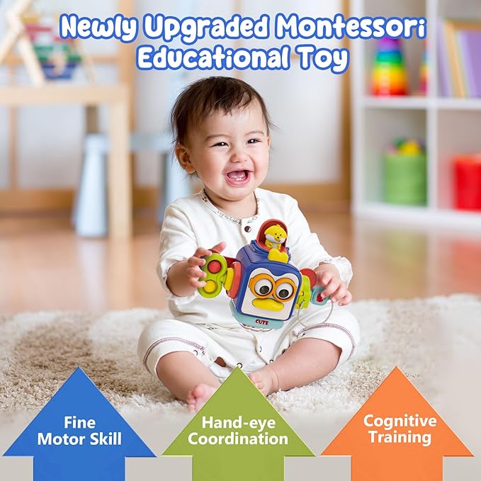 OSIMILY Montessori Toys for 1 Year Old, Baby Toys Travel Activities Busy Board Cube,Sensory Toys for Toddlers 1-3,Fine Motor Skills Educational Toys,Birthday Gift for Baby Aged 6, 9, 10, 12, 18 Months