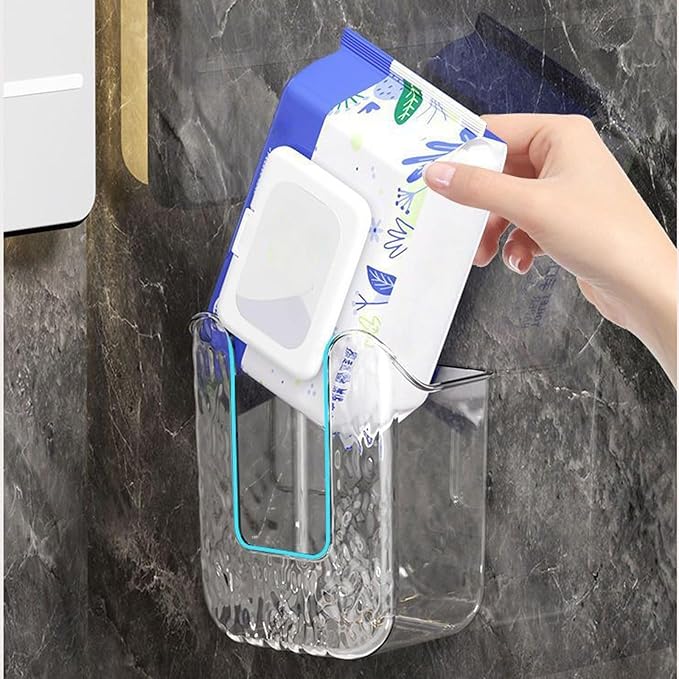 2 Pcs Bathroom Toilet Wall-Mounted Wet Wipes Dispenser Kitchen Wipes Wall Mount Storage Box (Light Gray)