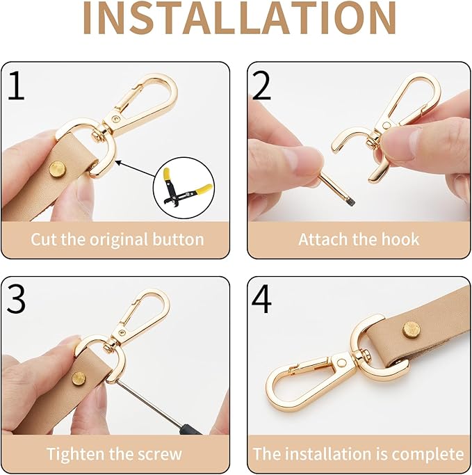 DEVPSISR 4PCS Detachable Snap Hook Swivel Clasp with Screw Bar, Multiple Sizes Hardware for Changing Bag Straps,Gunmetal1