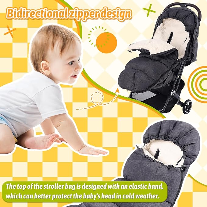 KERHAND Waterproof &Thicken Universal Stroller Cover Winter,Stroller Footmuff Bunting Bag for Warm Strollers Muff,Stroller Accessories for Baby Sleeping Bag Winter Stroller Blanket
