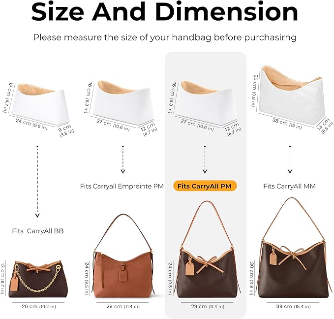 Tote Bag Organizer Insert for LV Carryall PM Handbag,Custom Fit Inside Premium Vanile Lightweight WaterResistant Purse Insert with Cup Holder Accessories