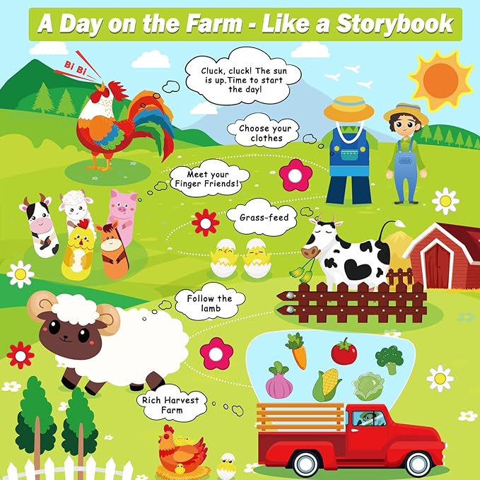 EggSun Busy Board for Toddlers 1-3, Farm Animals Quiet Busy Book for 1 Year Old, Felt Montessori Toys Educational Learning Activity Books, Airplane Car Travel Toys for Boys Girls Kids Birthday Gifts