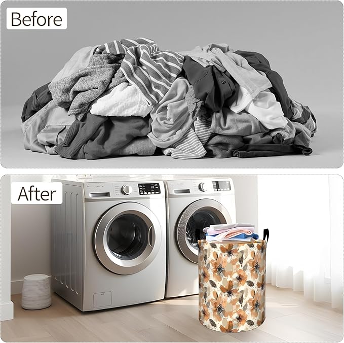 Majestic Owl Laundry Basket 19.7"x15.7", Collapsible Dirty Clothes Waterproof Forest Animal Laundry Hamper Organizer Toy Storage Bin for Dorm Nursery Bathroom Decor