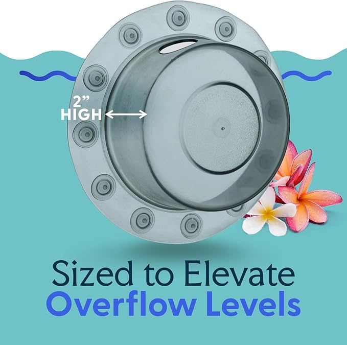 SlipX Solutions Bottomless Bath Overflow Drain Cover for Tub, Adds Inches of Water to Bathtub for a Warmer Deeper Bath, Spa Accessories, Drain Block, Water Stopper Plug (4 inch Inner Diameter, Gray)