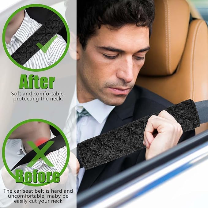 WSSROGY 5 Pack Soft Comfort Car Seatbelt Cover Protector Pads Strap for Protecting Neck and Shoulder (Black)