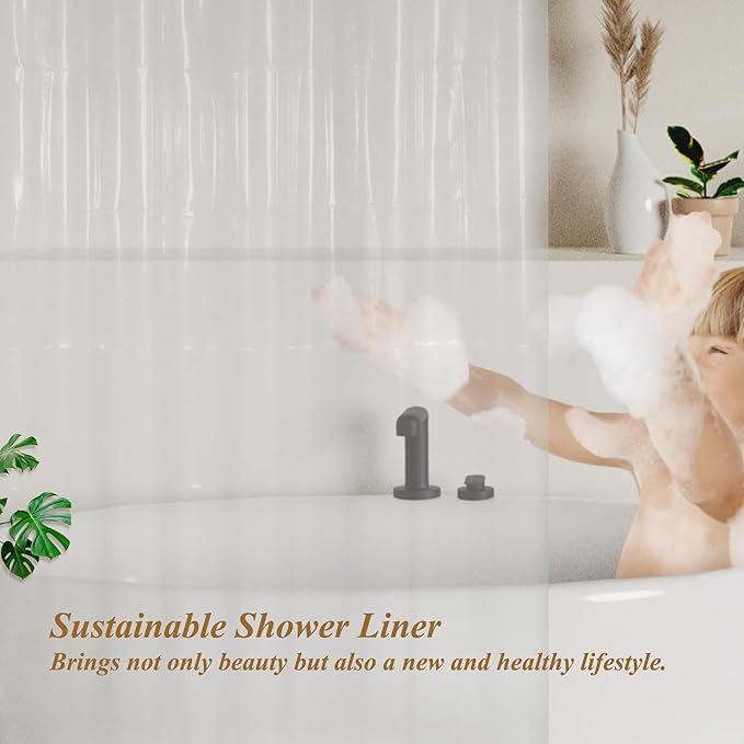 Mrs Awesome Clear Shower Curtain Liner Medium Weight - Shower Curtain Plastic with 3 Magnets for Bathroom, 71x72