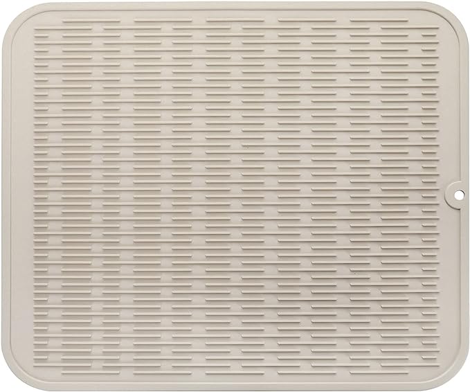 MicoYang Silicone Dish Drying Mat for Multiple Usage,Easy clean,Eco-friendly,Heat-resistant Silicone Mat for Kitchen Counter or Sink,Refrigerator or Drawer Liner Tapioca 2XL 24 inches x 18 inches