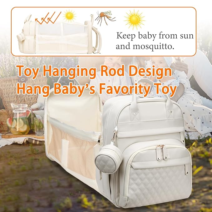 Baby Diaper Bags with Changing Station, Waterproof Diaper Bag Backpack for Moms Dads with USB Charging Port, Baby Shower Gifts, Large Capacity diaper backpack, Beige