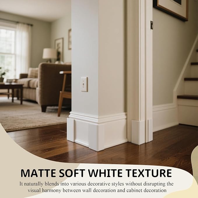 Pangda Baseboard Corners Blocks Self Adhesive Rubber Safety Corner Protectors Proofing Edge Guard Corner Cushion for Wall Furniture Edge(White,8 Pcs)