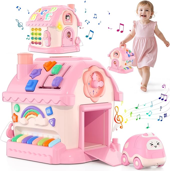 Toys for 1 Year Old Girl Gifts, Musical House Learning Toddler Toys with Story, Letter, Games 1st First Birthday Gifts for Girls 6-12 12-18 Months