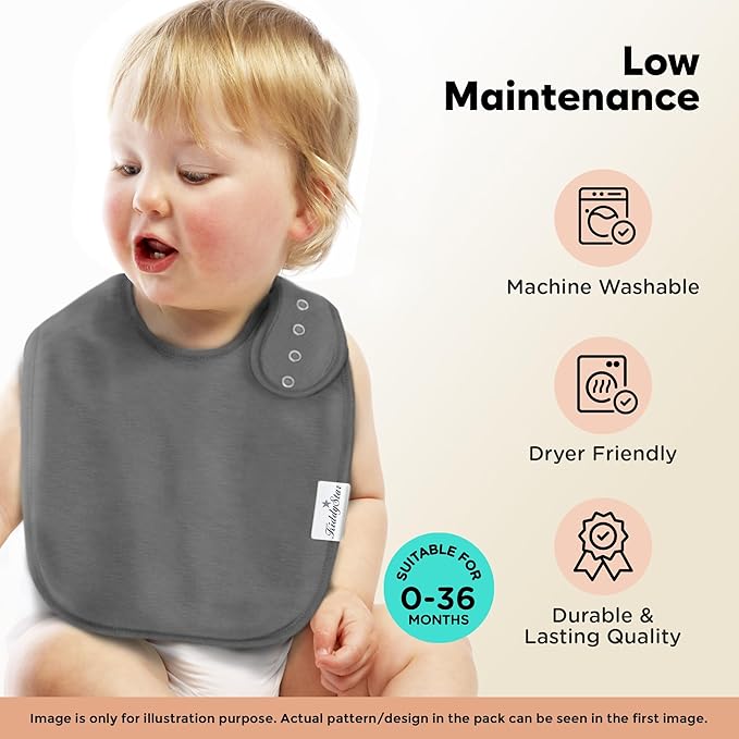 Drool Bibs for Babies – Organic, Unisex, Soft Absorbent Teething Bibs with Adjustable Snaps