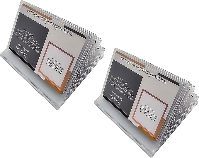 Pack of 2 Wallet Inserts Clear Plastic Vinyl Picture and Card Holder Trifold 6 Page