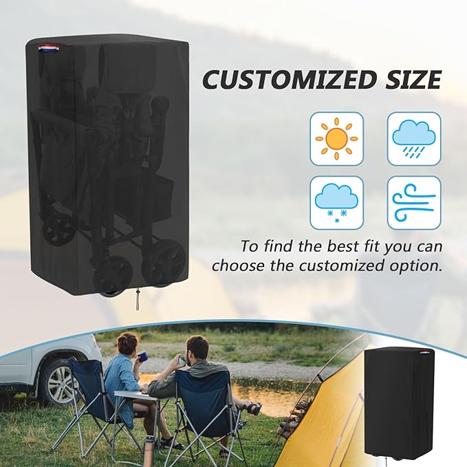 Fizentia Wagon Stroller Cover,Waterproof 420D Strollers Covers,Heavy Duty Protector for Beach,Collapsible,Foldable Wagons,etc(19" Lx26 Wx25 H,Black)